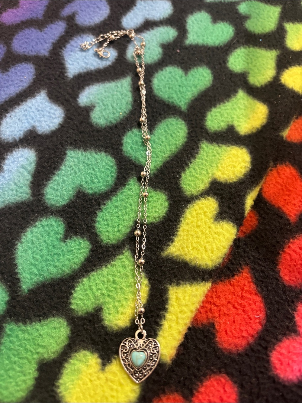 Heart Pendant Necklace with Turquoise Accent